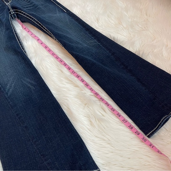 True Religion Joey Big T Dark Wash Flared Boot Cut Jeans - Picture 14 of 16